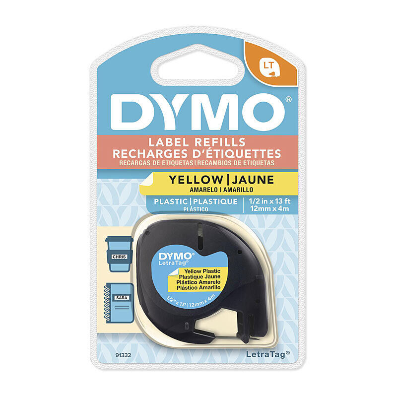 Dymo LT Plastic 12mm x 4m Yellow